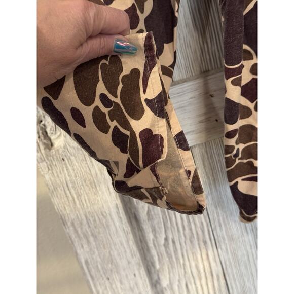 VINTAGE Winchester Jacket large Brown Frog Camo Lightweight Duck Hunting Button - Picture 6 of 6